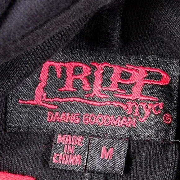 Y2K Lace Corset Hoodie Tripp NYC Sweater Black Red Jacket Womens M Goth Punk - Picture 10 of 11